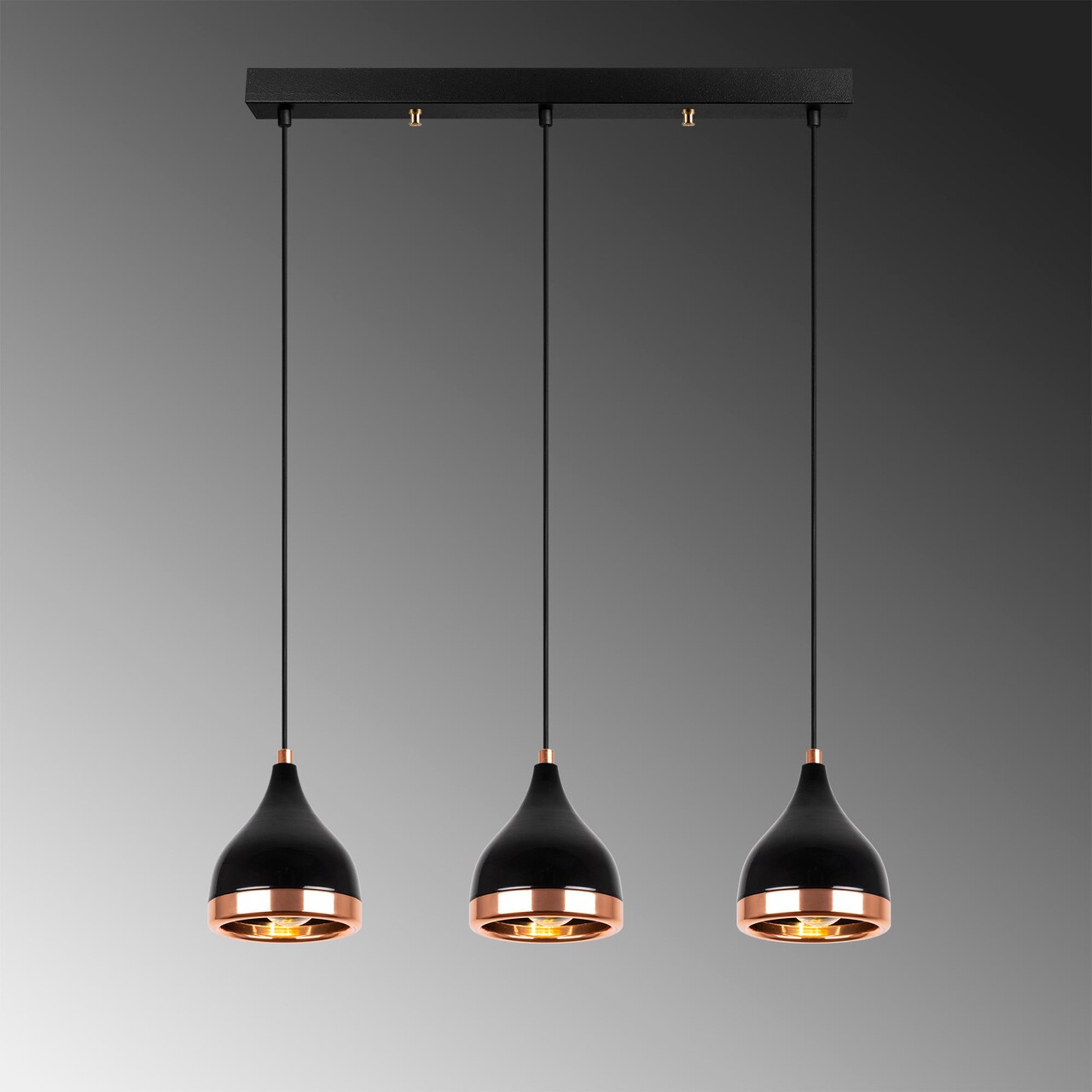 Lustra, Yildo - 7041, Opviq, 65 x 14 x 31-111 cm, 3 x E27, 40W, negru/cupru - imagine 6